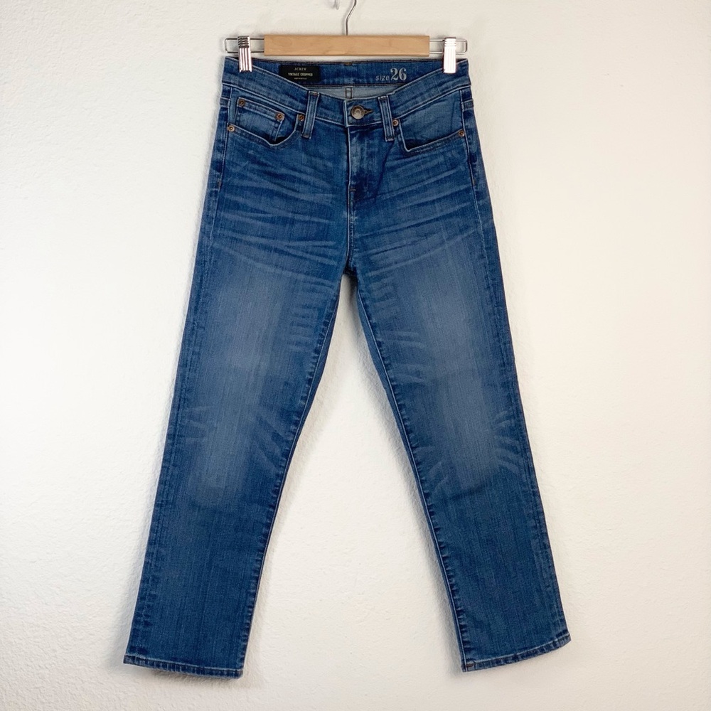 J. Crew Vintage Cropped Blue Medium Wash Jeans Sz 26